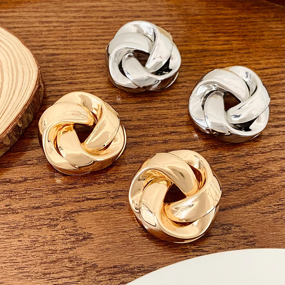 New Big Metal Dangle Earrings for Women Gold Color Spiral Exaggerated Drop Earrings Heavy Ear Jewelry oorbellen voor vrouwen - Imagem 4